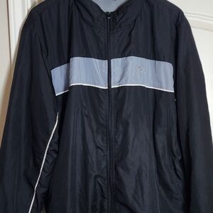 STARTER Black Windbreaker with Gray Chest Band and White Piping